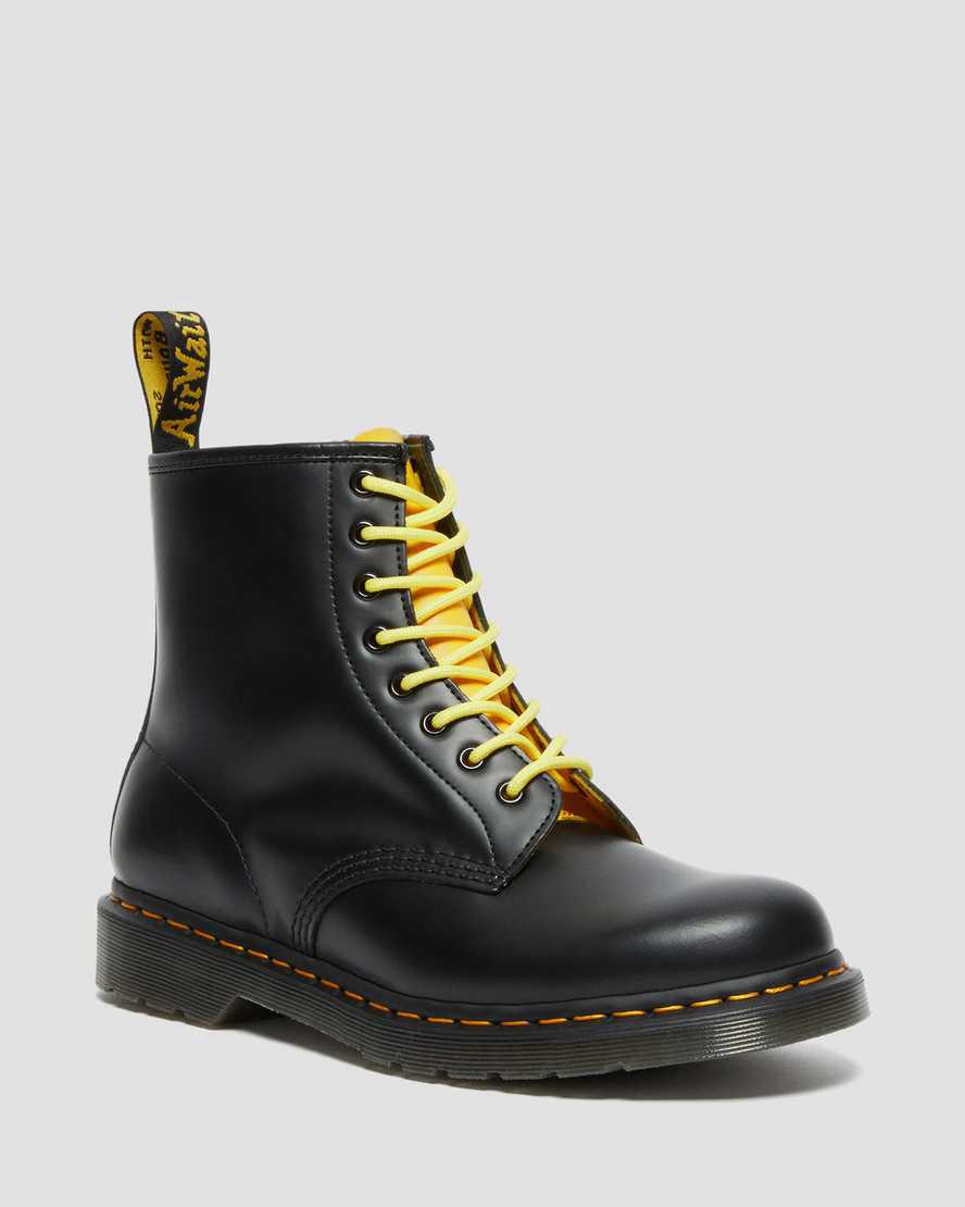 Dr Martens 1460 Contrast Smooth Leather Lace Up Miesten Nilkkurit Mustat Suomi | 0913OWPEM