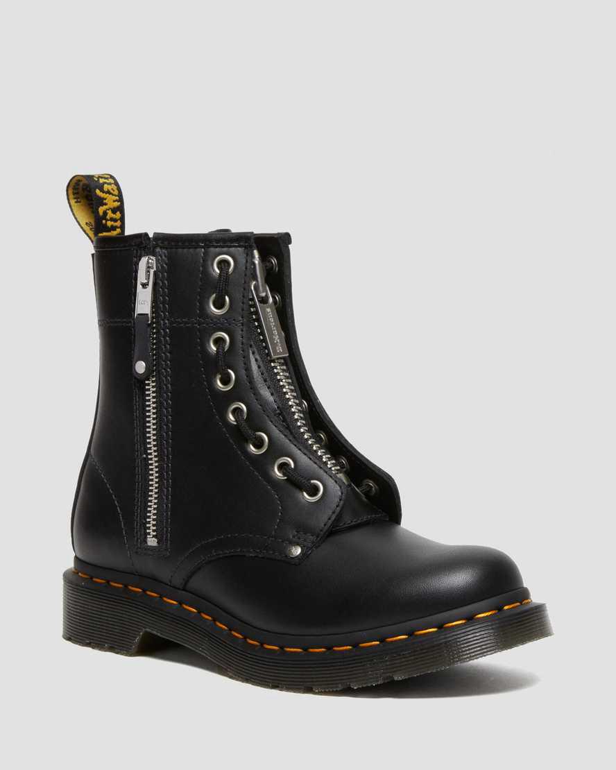 Dr Martens 1460 Double Zip Leather Lace Up Naisten Nilkkurit Mustat Suomi | 0256XPFJW