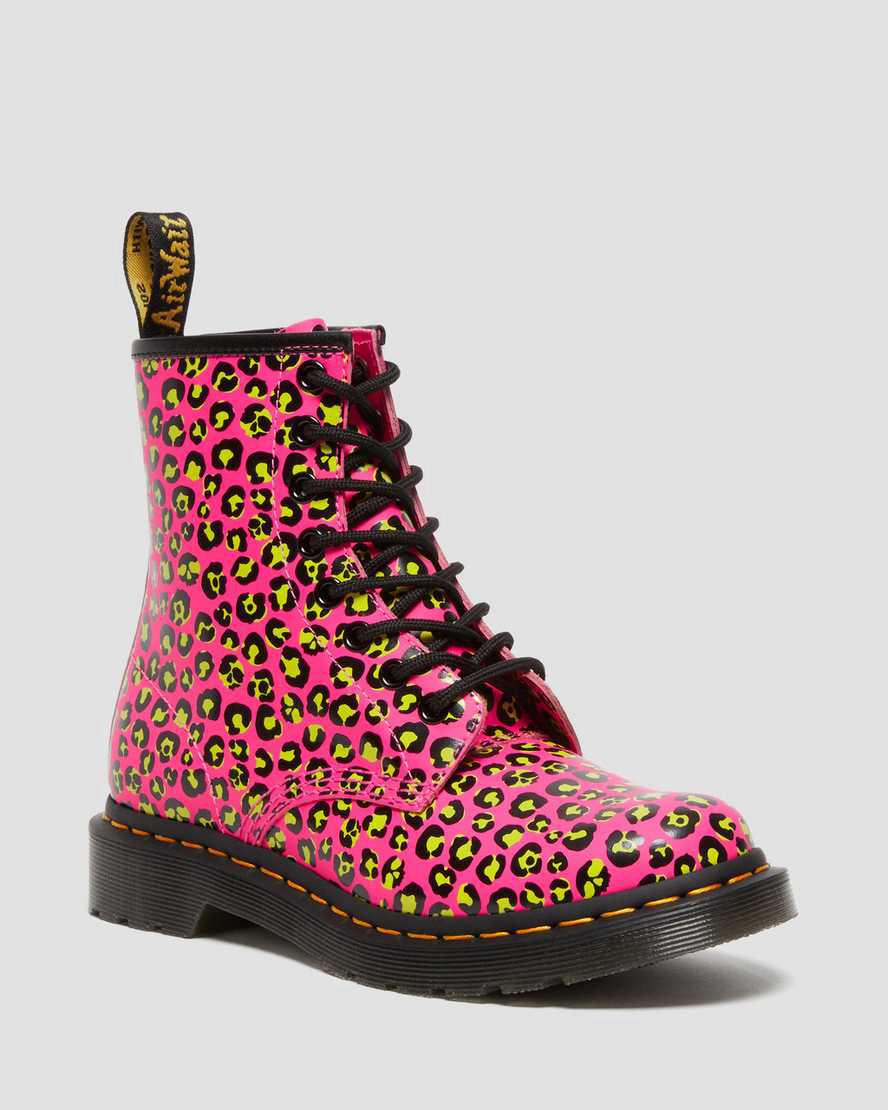 Dr Martens 1460 Leopard Smooth Leather Naisten Nauhasaappaat Pinkki Suomi | 1790EUQTL