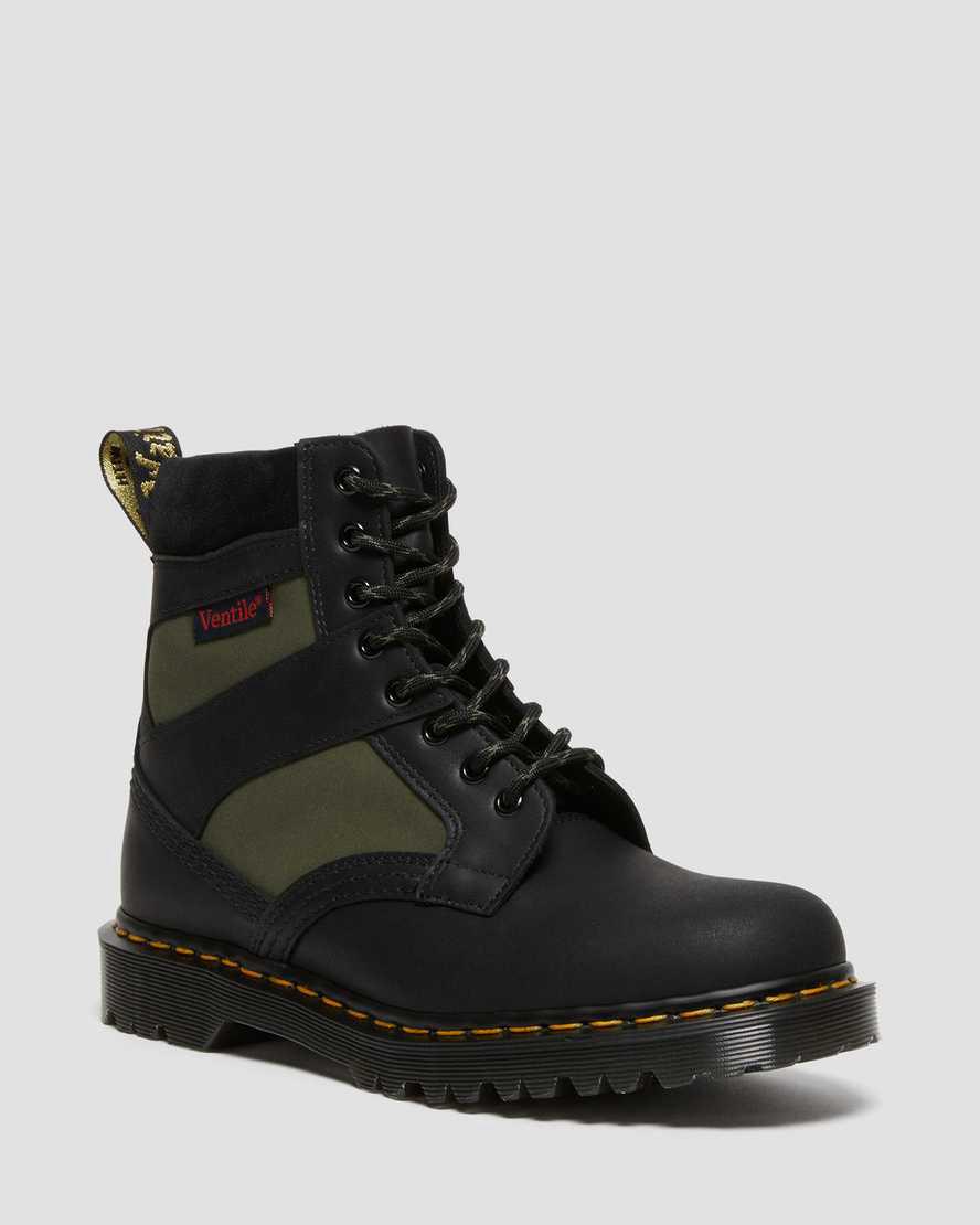 Dr Martens 1460 Made in England Padded Panel Lace Up Naisten Nilkkurit Black/Olive Dockyard / Ventile / Eh Suomi | 2856SNOLD