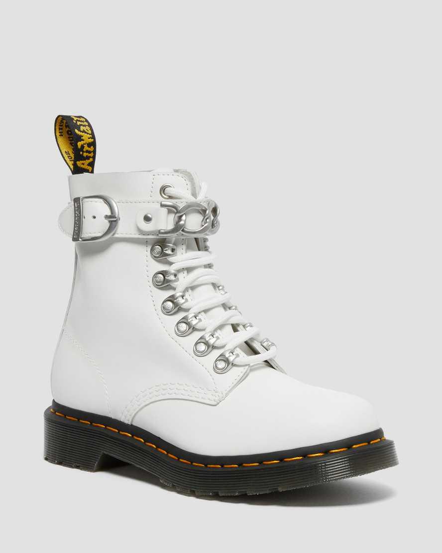 Dr Martens 1460 Pascal Chain Leather Lace Up Naisten Nilkkurit Valkoinen Suomi | 4729RIFZO