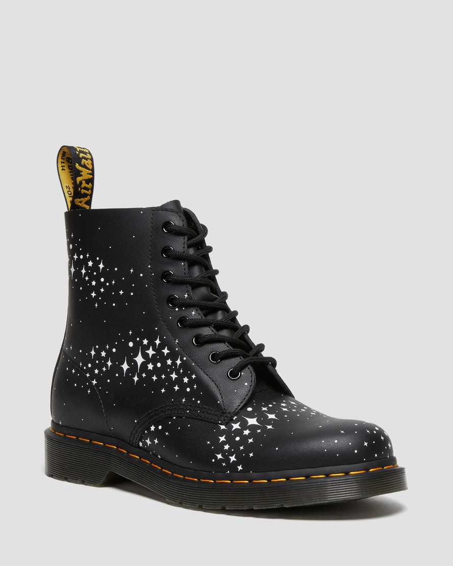 Dr Martens 1460 Pascal Stars Leather Lace Up Naisten Nilkkurit Mustat Suomi | 1670ISFZJ