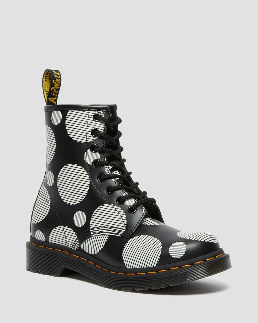 Dr Martens 1460 Polka Dot Smooth Leather Lace Up Naisten Nilkkurit Mustat Suomi | 2913NDVUB