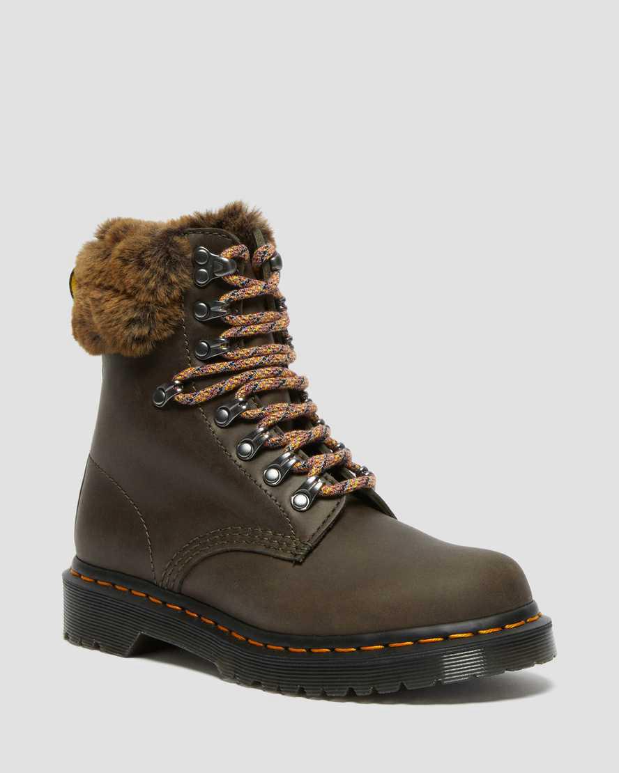 Dr Martens 1460 Serena Collar Faux Fur Lined Lace Up Naisten Talvisaappaat Harmaat Suomi | 0561NIJRO