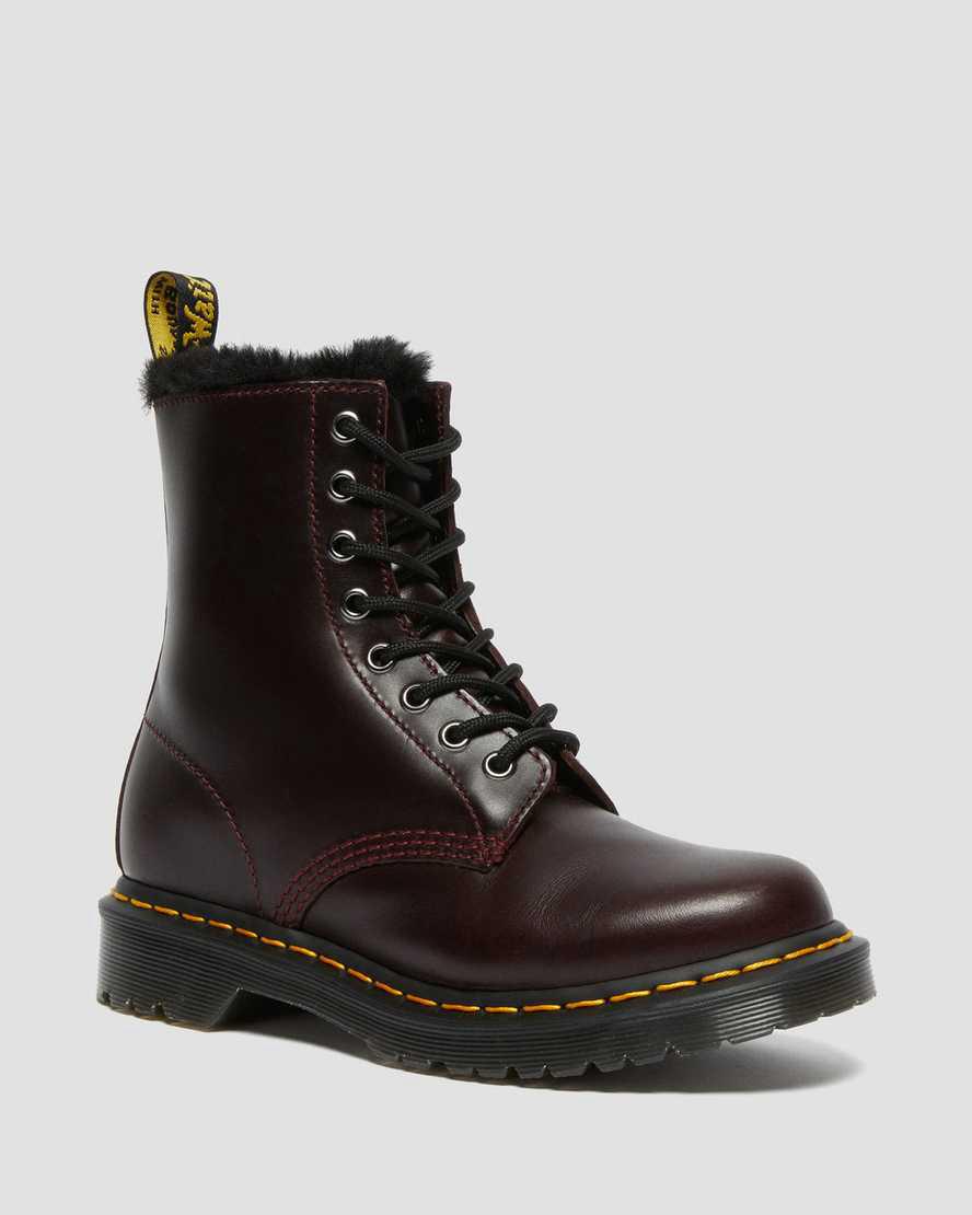 Dr Martens 1460 Serena Faux Fur Lined Lace Up Naisten Nilkkurit Viininpunainen Suomi | 9501GZVUN