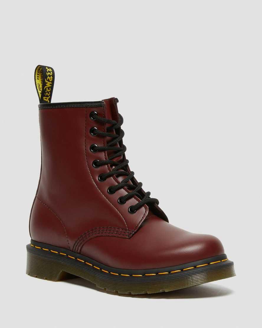 Dr Martens 1460 Smooth Leather Lace Up Naisten Nilkkurit Punainen Suomi | 8417HRQAN