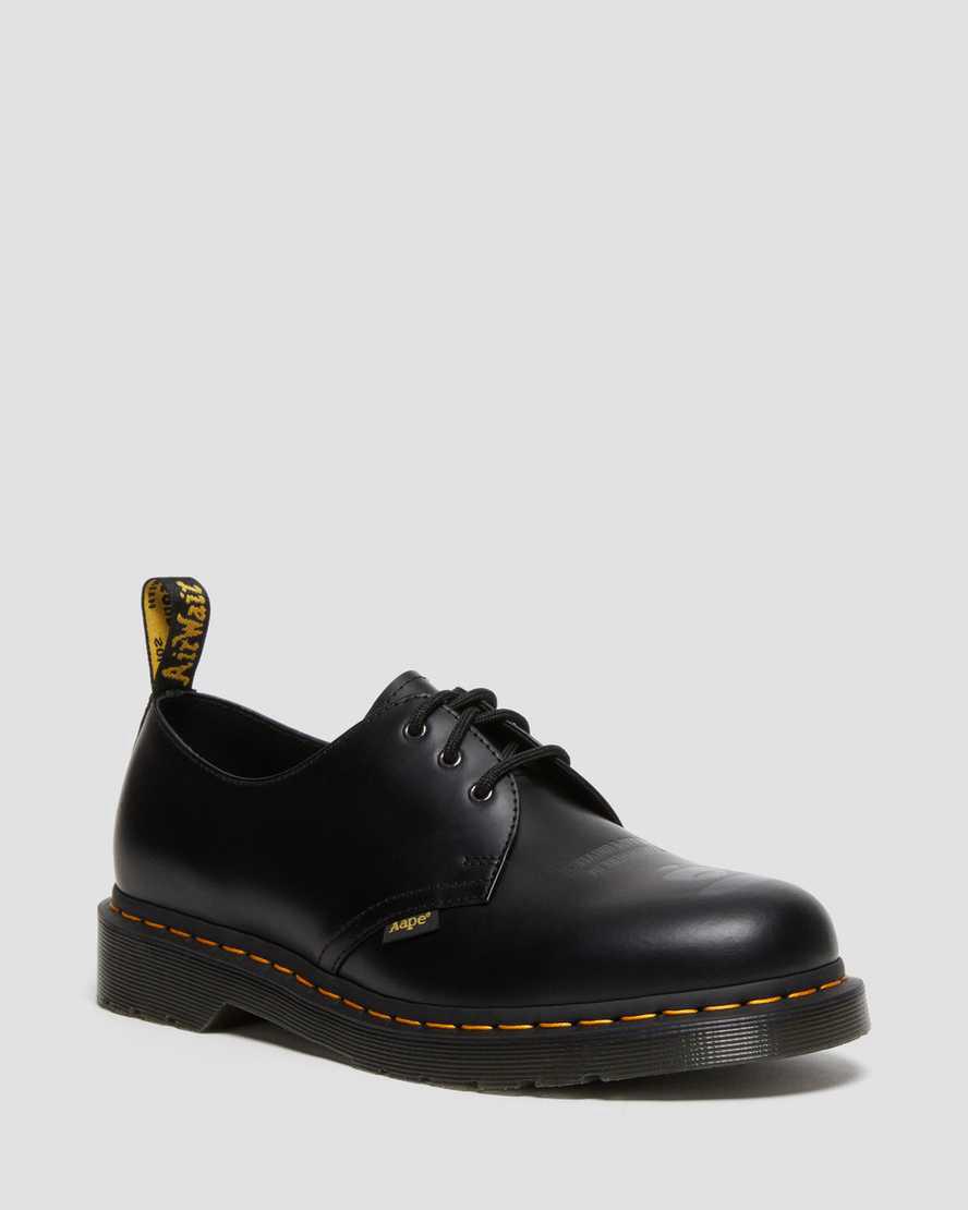 Dr Martens 1461 AAPE Smooth Leather Naisten Oxford Kengät Mustat Suomi | 0629BJDVE