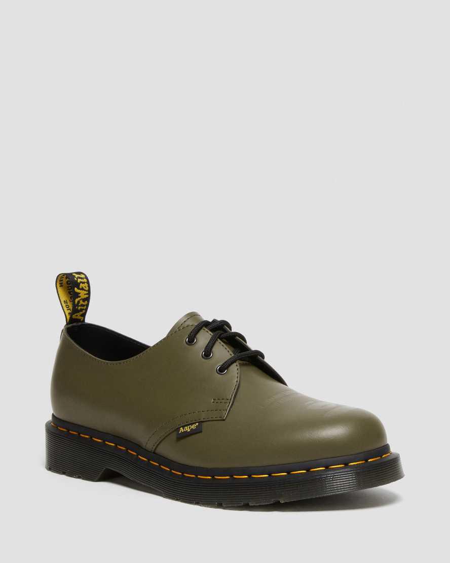 Dr Martens 1461 AAPE Smooth Leather Naisten Oxford Kengät Oliivinvihreä Vihreä Suomi | 2801ORSHM