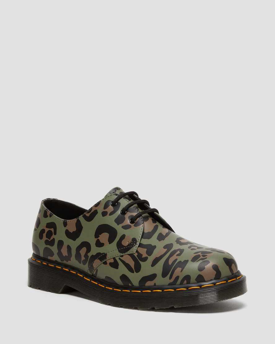 Dr Martens 1461 Distorted Leopard Print Naisten Oxford Kengät Khaki Vihreä Suomi | 5294GQDPB