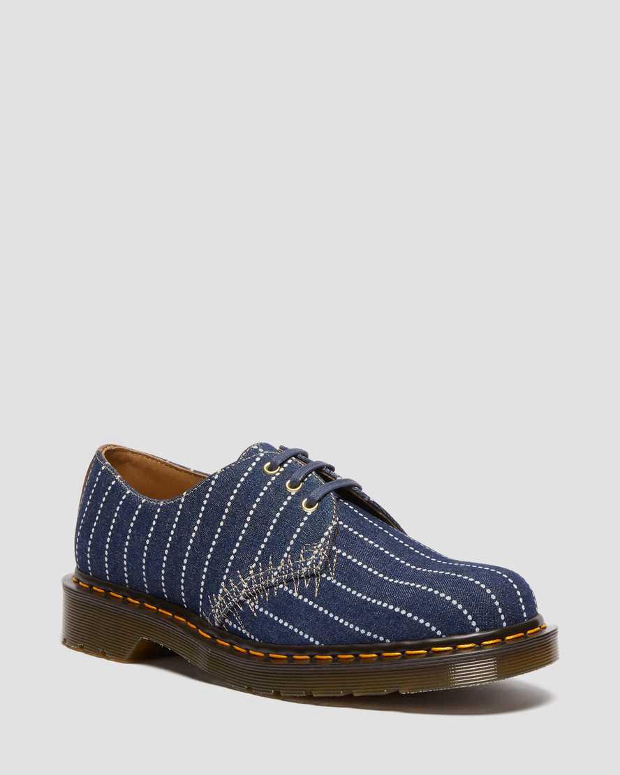 Dr Martens 1461 Made in England Pinstripe Naisten Oxford Kengät Tummansininen Raidallinen Suomi | 0971TZOAK