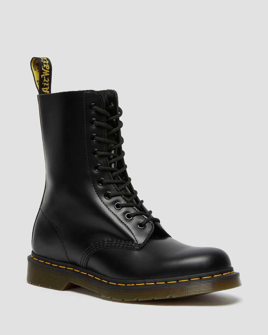 Dr Martens 1490 Smooth Leather Mid Calf Miesten Originals Boots Mustat Suomi | 2180PGHVJ