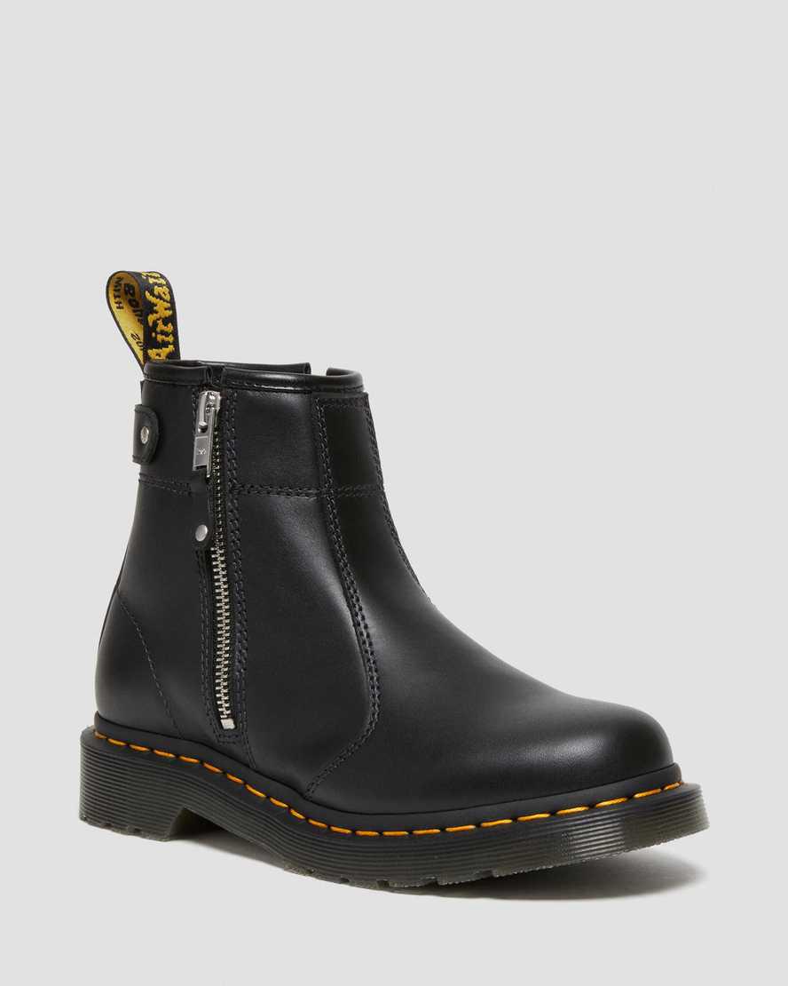 Dr Martens 2976 Double Zip Leather Naisten Chelsea Saappaat Mustat Suomi | 9574VUCZB