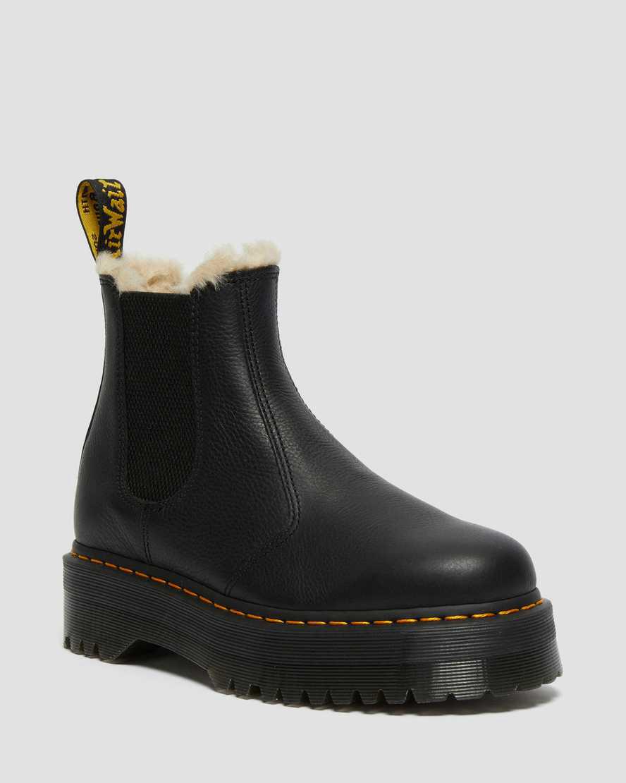 Dr Martens 2976 Faux Fur Lined Platform Miesten Chelsea Saappaat Mustat Suomi | 1860IEQOM