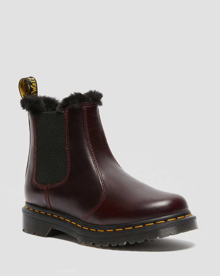 Dr Martens 2976 Leonore Faux Fur Lined Chelsea Naisten Nilkkurit Viininpunainen Suomi | 7206LUPTO