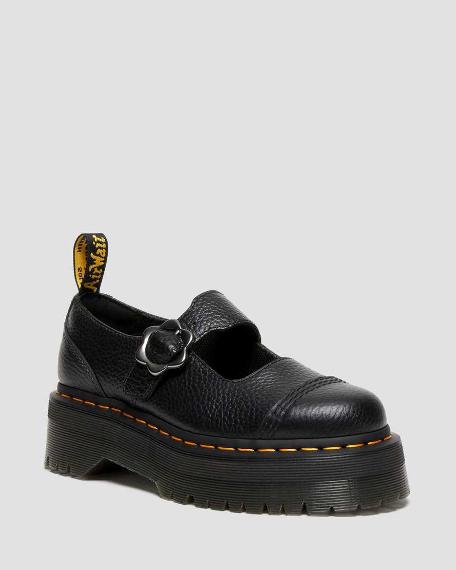 Dr Martens Addina Flower Buckle Leather Naisten Platform Kengät Mustat Suomi | 3549ICMPN