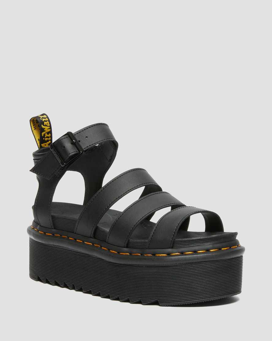 Dr Martens Blaire Hydro Leather Strap Naisten Platform Sandaalit Mustat Suomi | 4380ZGDPL