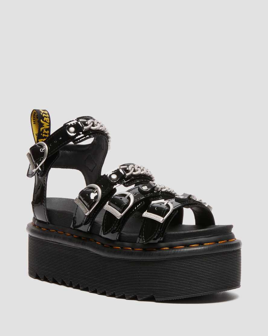 Dr Martens Blaire II Chain Patent Leather Strap Naisten Platform Sandaalit Mustat Suomi | 5376VOULI