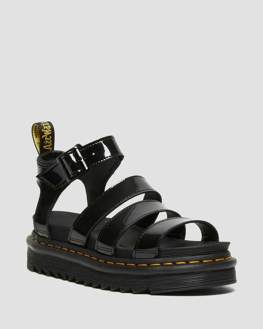 Dr Martens Blaire Patent Leather Strap Naisten Gladiaattori Sandaalit Mustat Suomi | 1032TSVIA