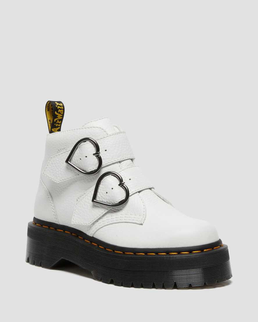 Dr Martens Devon Heart Leather Platform Naisten Nilkkurit Valkoinen Suomi | 0124RCFJT