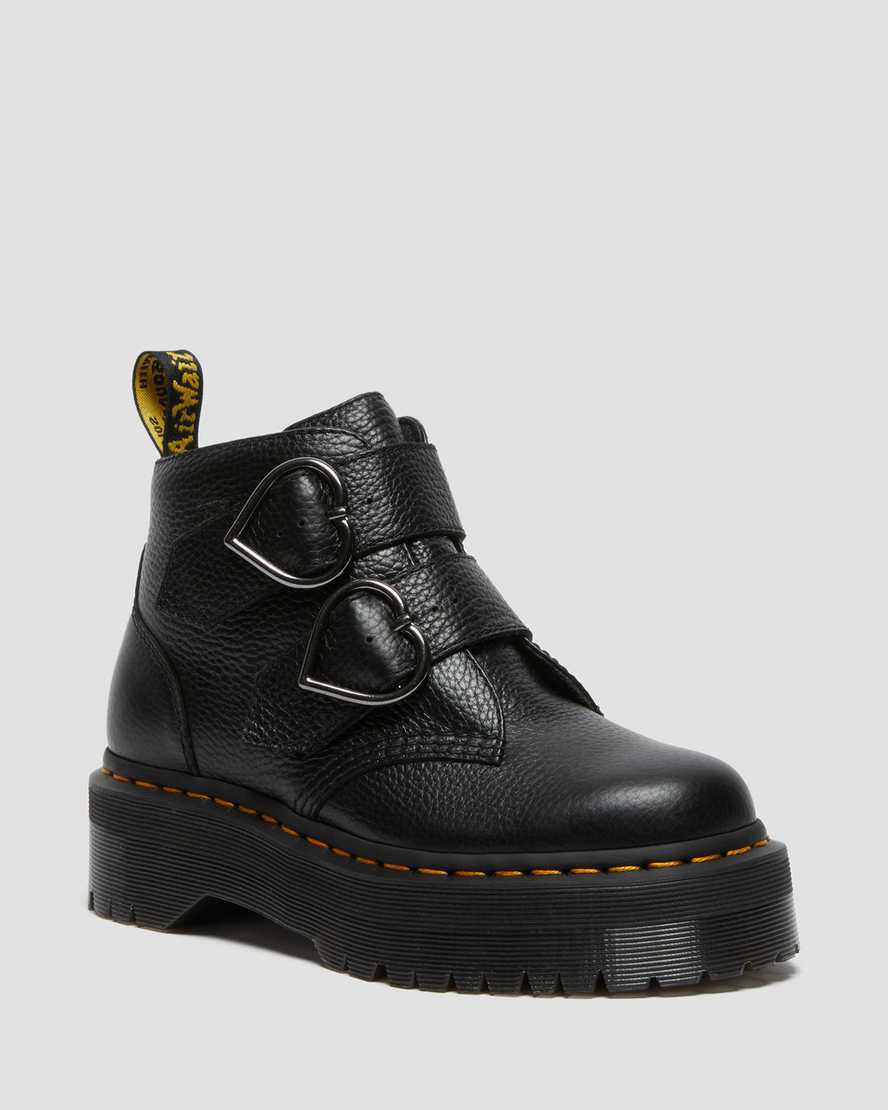 Dr Martens Devon Heart Leather Platform Naisten Nilkkurit Mustat Suomi | 7453WAFVS