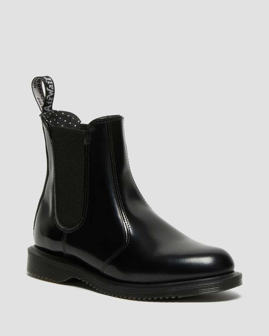 Dr Martens Flora Smooth Leather Naisten Chelsea Saappaat Mustat Suomi | 7014ZFULE