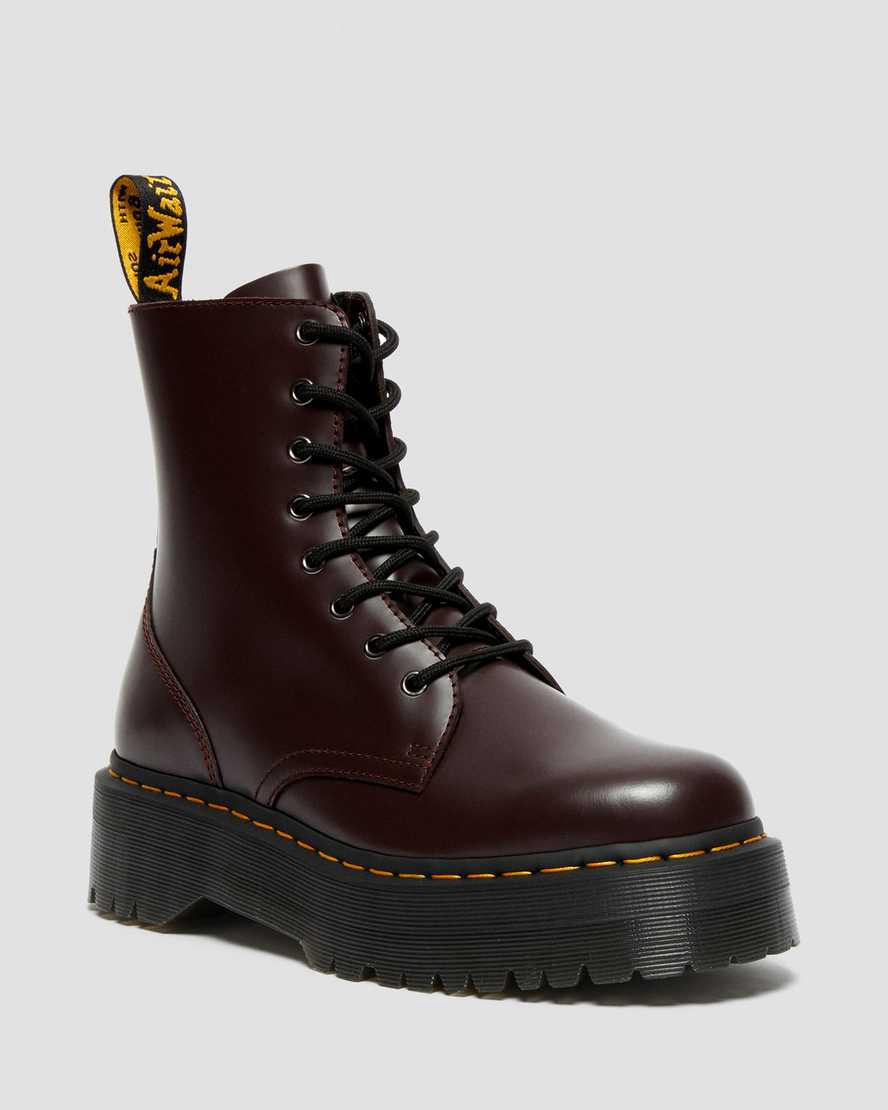 Dr Martens Jadon Boot Smooth Leather Platforms Miesten Nilkkurit Viininpunainen Suomi | 2539ETDGS