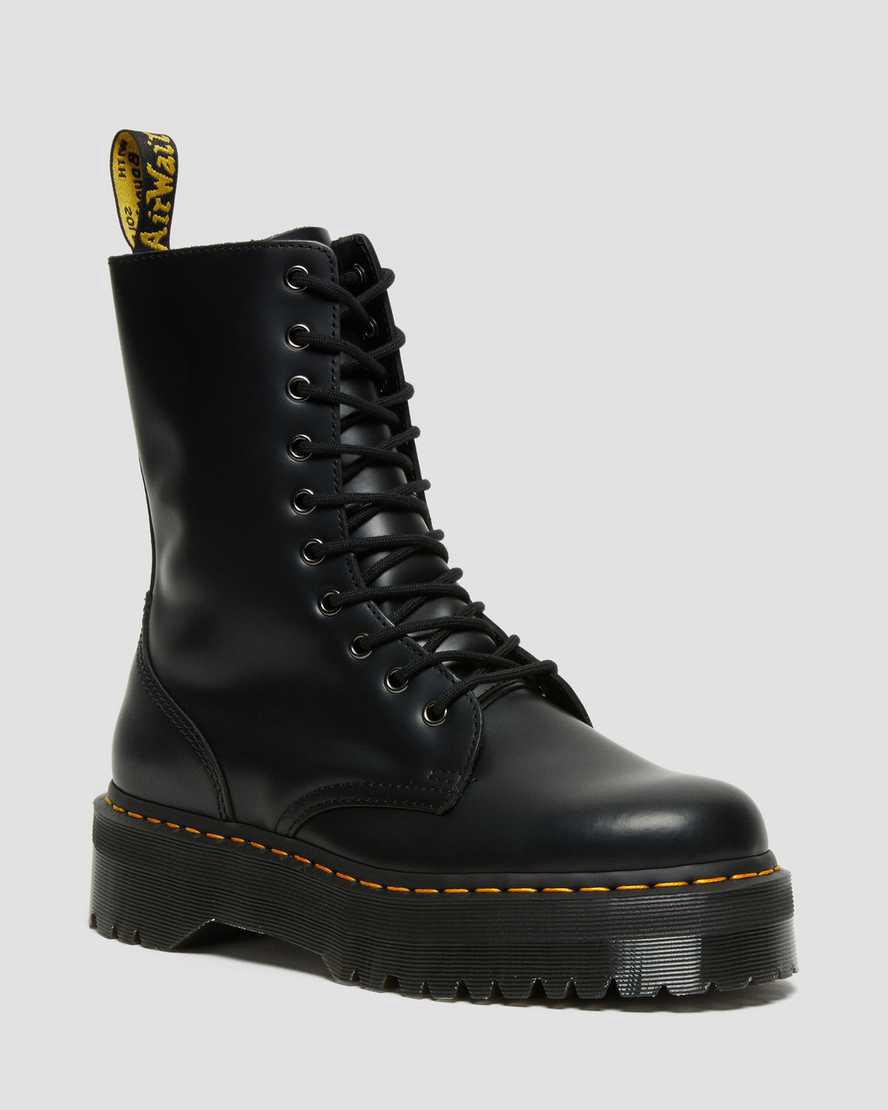 Dr Martens Jadon Hi Boot Smooth Leather Miesten Platform Saappaat Mustat Suomi | 4279NLZBO