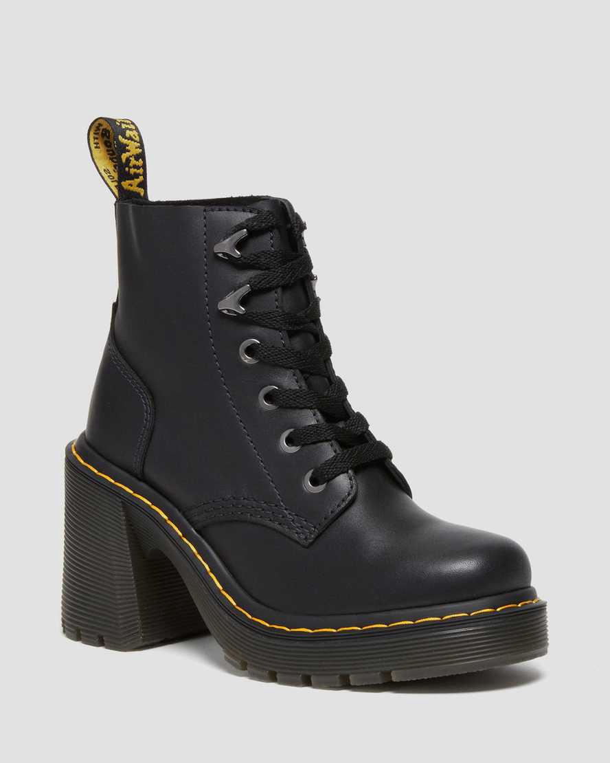 Dr Martens Jesy Sendal Leather Lace Up Flared Heel Naisten Nilkkurit Mustat Suomi | 0478MZFAN