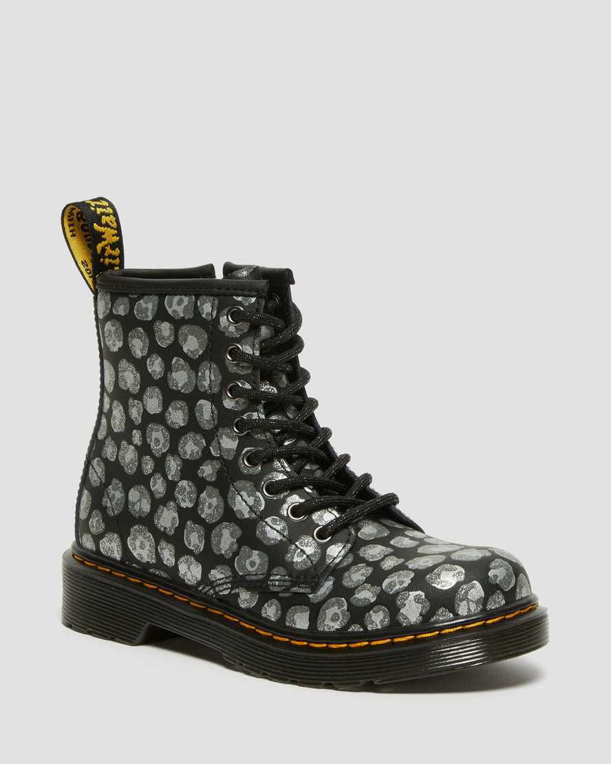 Dr Martens Junior 1460 Leopard Hydro Leather Lasten Nauhasaappaat Mustat Suomi | 9723HUTMN