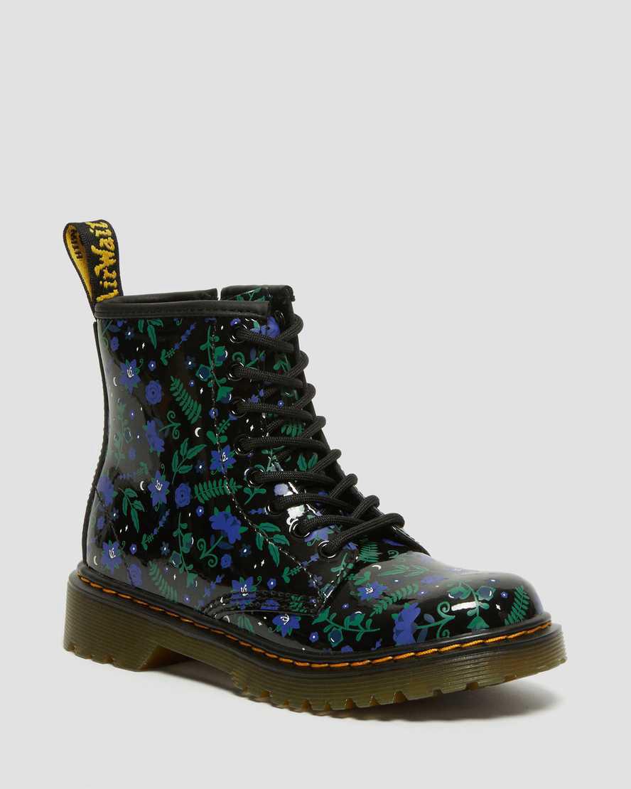 Dr Martens Junior 1460 Mystic Floral Patent Lasten Nauhasaappaat Mustat Suomi | 6897YSDOQ