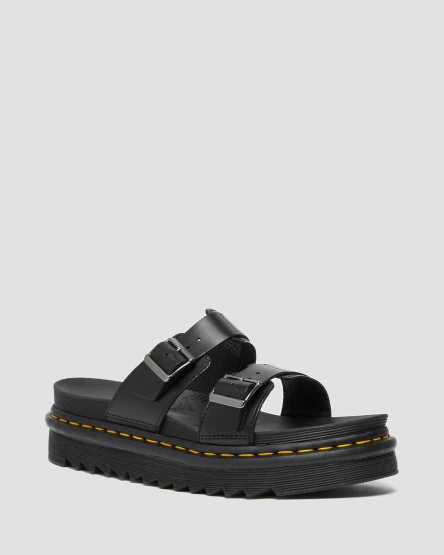 Dr Martens Myles Brando Leather Buckle Naisten Rantasandaalit Mustat Suomi | 8245OIQFV