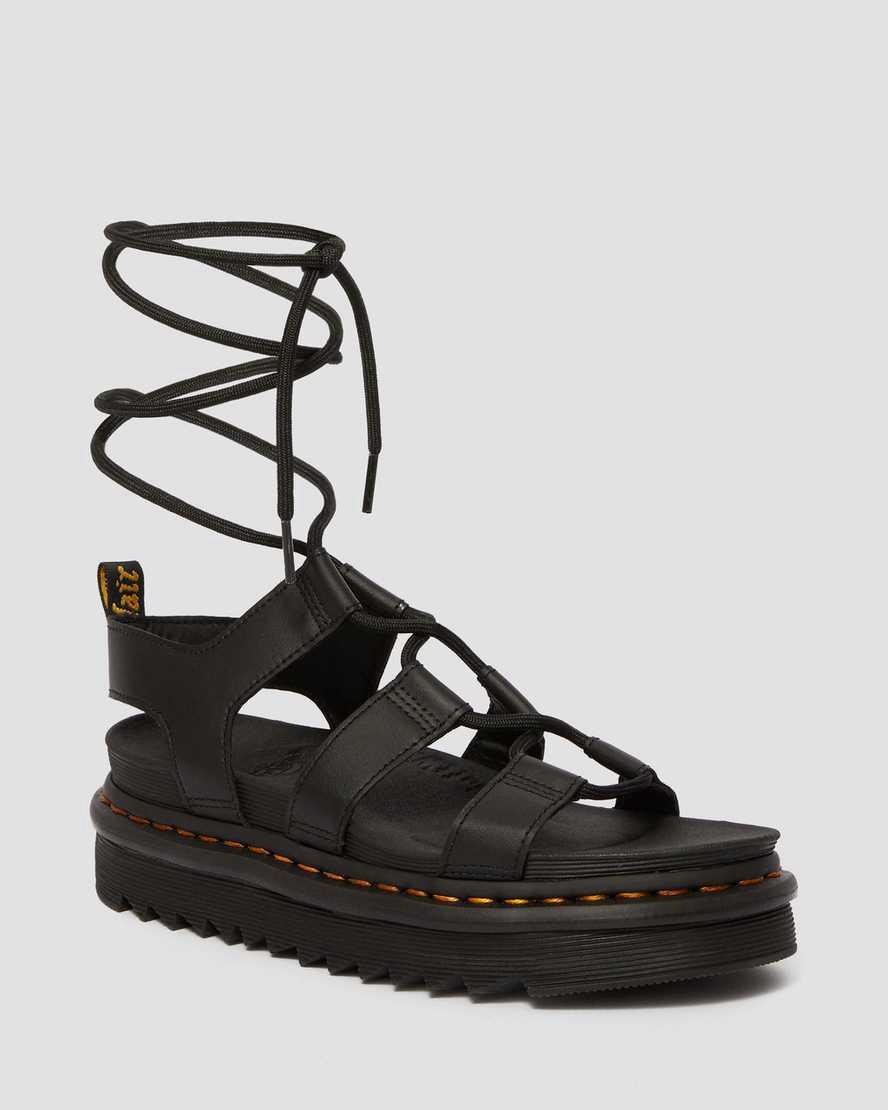 Dr Martens Nartilla Leather Gladiator Naisten Platform Sandaalit Mustat Suomi | 8579PHEJV