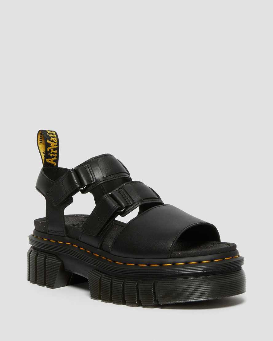 Dr Martens Ricki Nappa Lux Leather 3-Strap Naisten Platform Sandaalit Mustat Suomi | 4093JFMHV