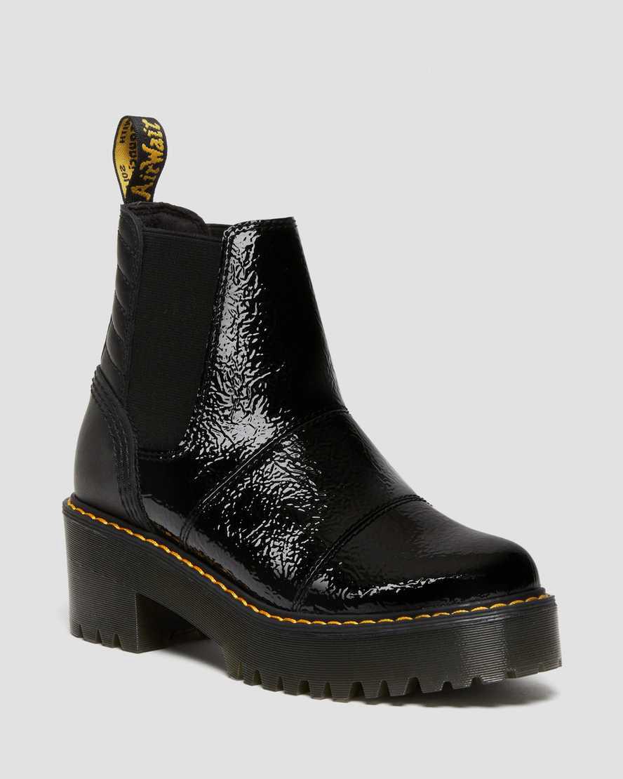 Dr Martens Rozalie Distressed Patent Heeled Chelsea Naisten Platform Saappaat Mustat Suomi | 8016OGUDL