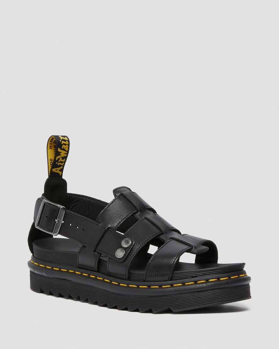 Dr Martens Terry Leather Strap Naisten Gladiaattori Sandaalit Mustat Suomi | 5290FRUHZ