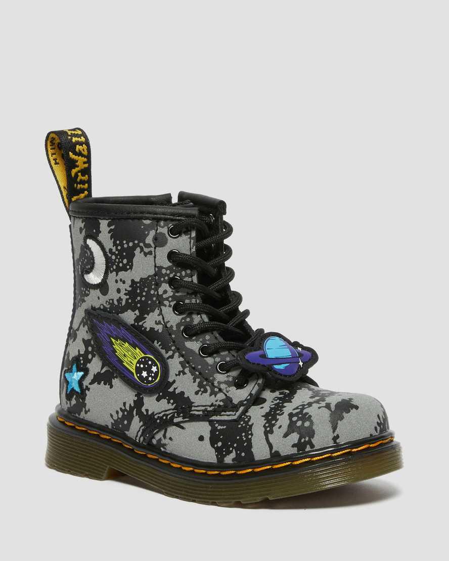 Dr Martens Toddler 1460 Space Reflective Lasten Nauhasaappaat Black/Grey Suomi | 1650FVTPS