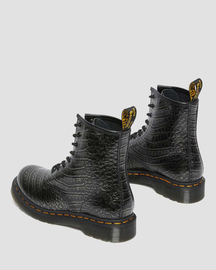 Dr Martens 1460 Croc Emboss Leather Naisten Nauhasaappaat Harmaat  Suomi |  7029WNIUV