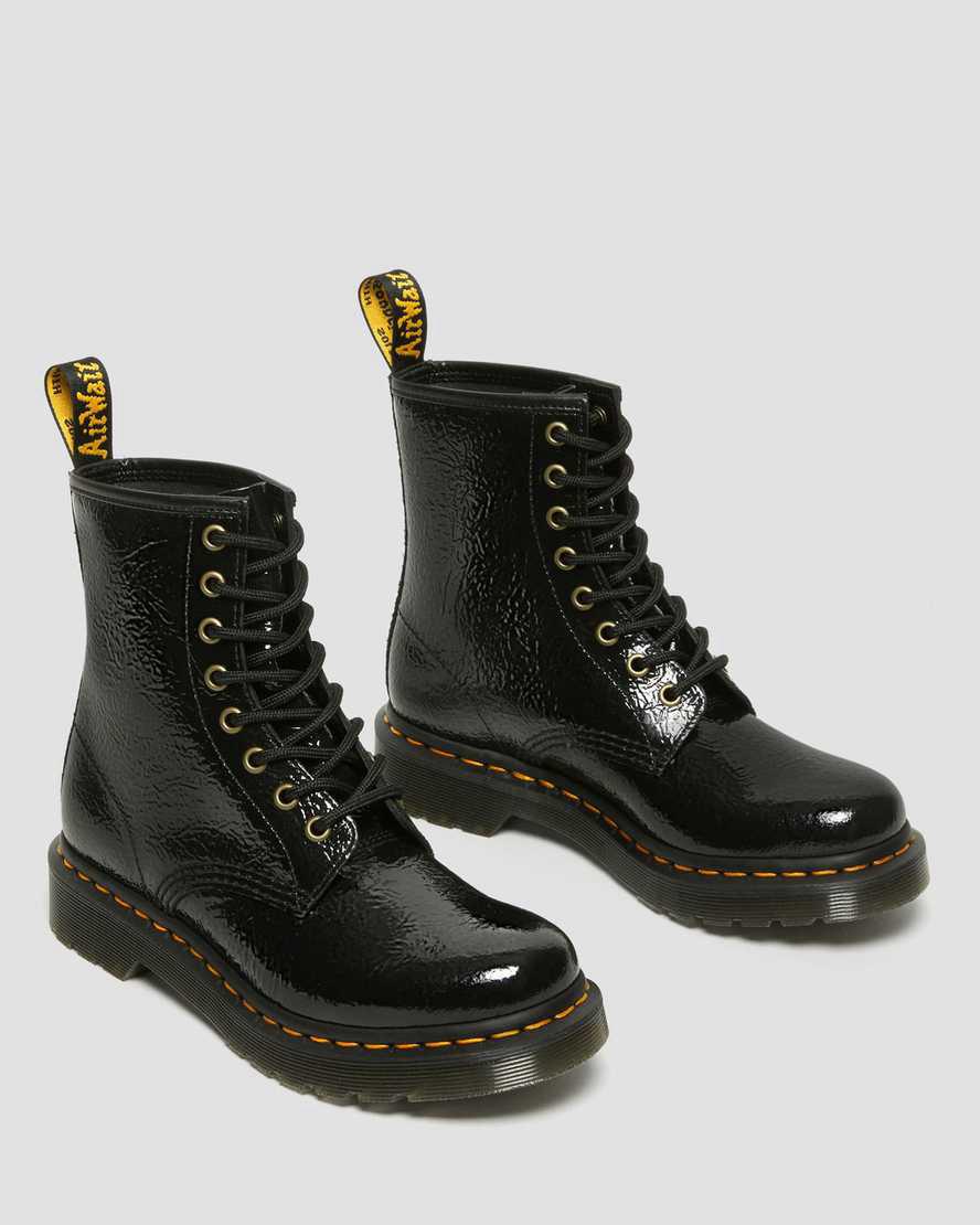 Dr Martens 1460 Distressed Patent Leather Naisten Nauhasaappaat Mustat  Suomi |  0138FCGWD