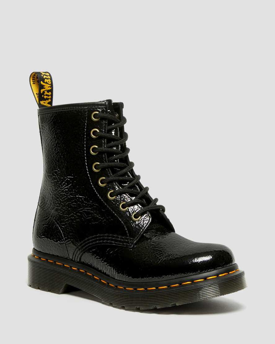 Dr Martens 1460 Distressed Patent Leather Naisten Nauhasaappaat Mustat  Suomi |  0138FCGWD