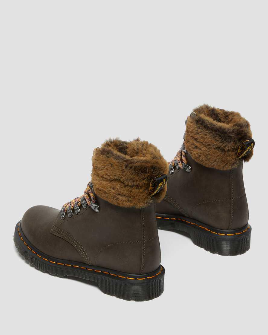 Dr Martens 1460 Serena Collar Faux Fur Lined Lace Up Naisten Talvisaappaat Harmaat  Suomi |  0561NIJRO