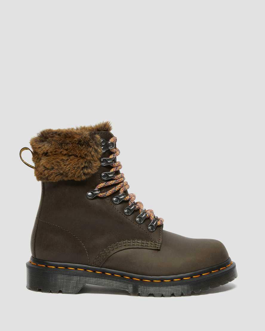 Dr Martens 1460 Serena Collar Faux Fur Lined Lace Up Naisten Talvisaappaat Harmaat  Suomi |  0561NIJRO