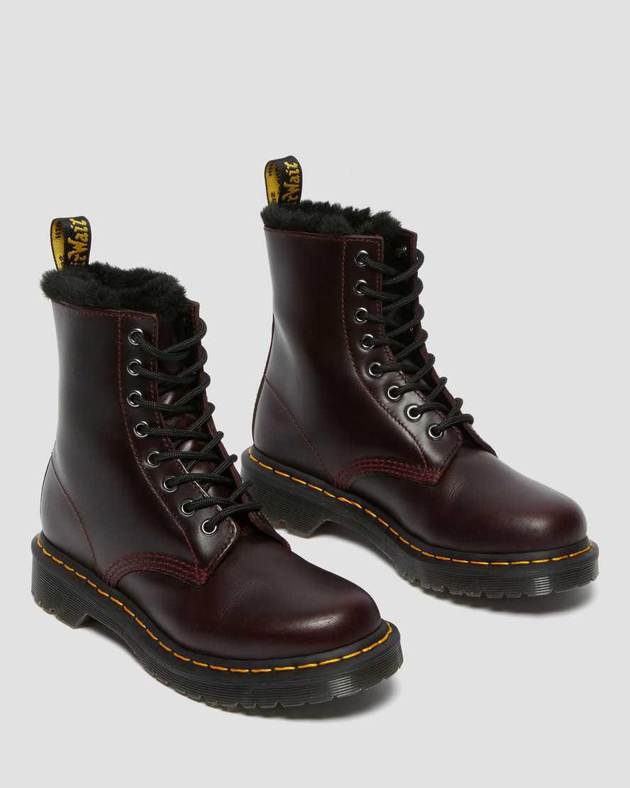 Dr Martens 1460 Serena Faux Fur Lined Lace Up Naisten Talvisaappaat Viininpunainen  Suomi |  5187BHEYX