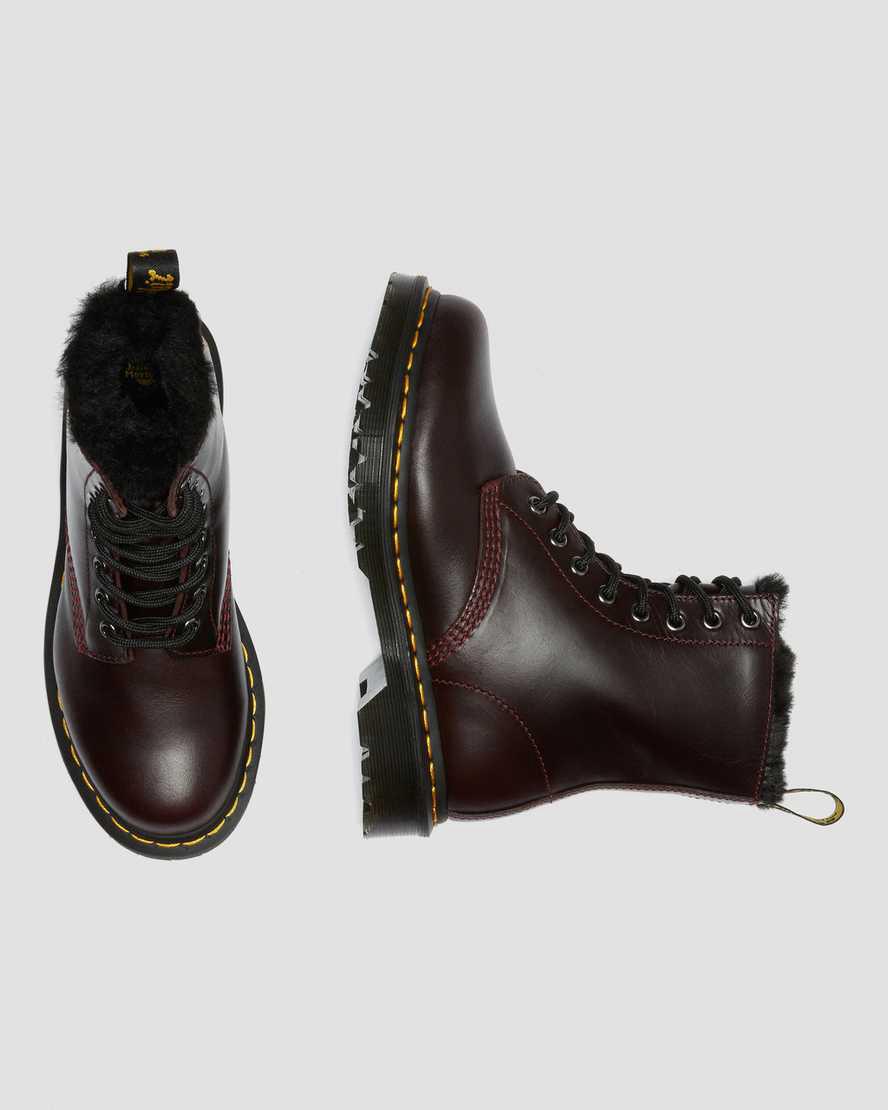 Dr Martens 1460 Serena Faux Fur Lined Lace Up Naisten Talvisaappaat Viininpunainen  Suomi |  5187BHEYX