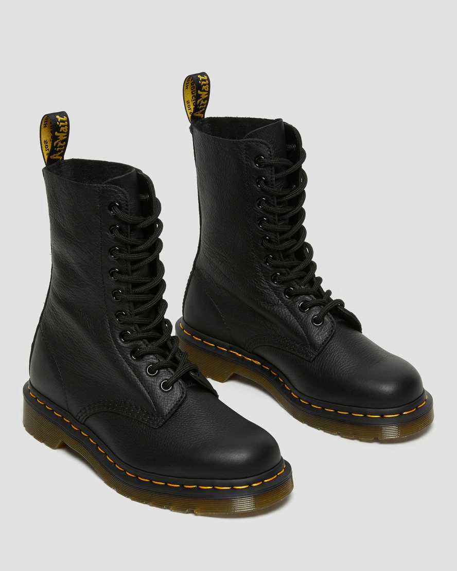 Dr Martens 1490 Virginia Leather Mid Calf Naisten Originals Boots Mustat  Suomi |  9452WQGDN