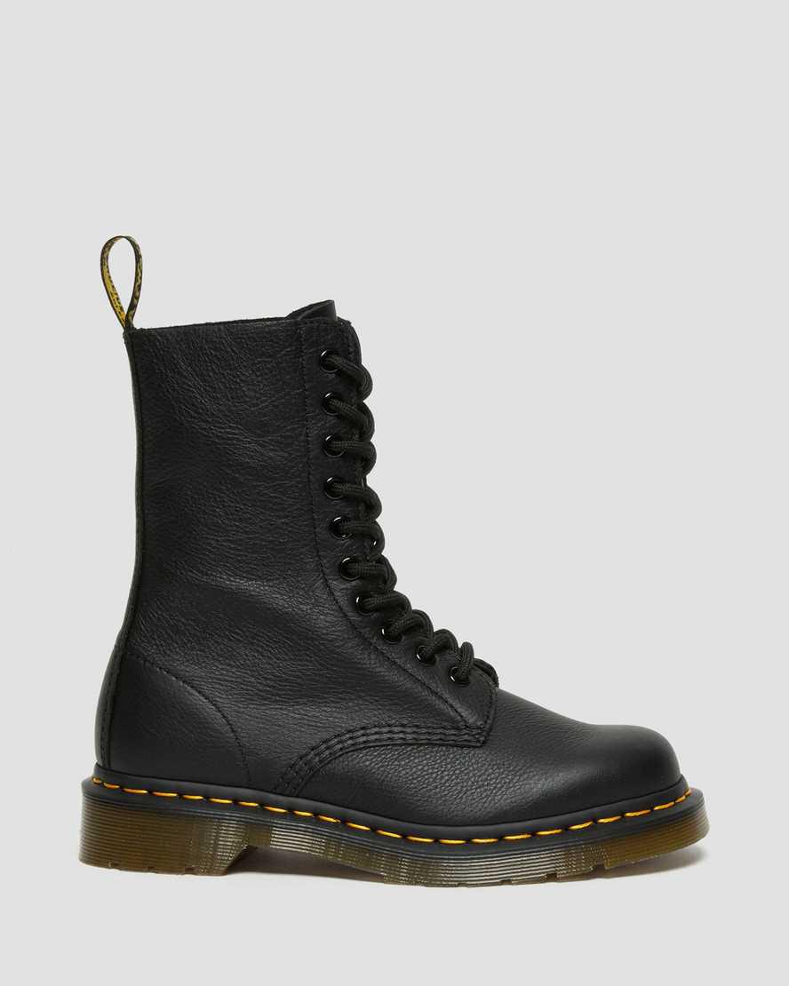 Dr Martens 1490 Virginia Leather Mid Calf Naisten Originals Boots Mustat  Suomi |  9452WQGDN