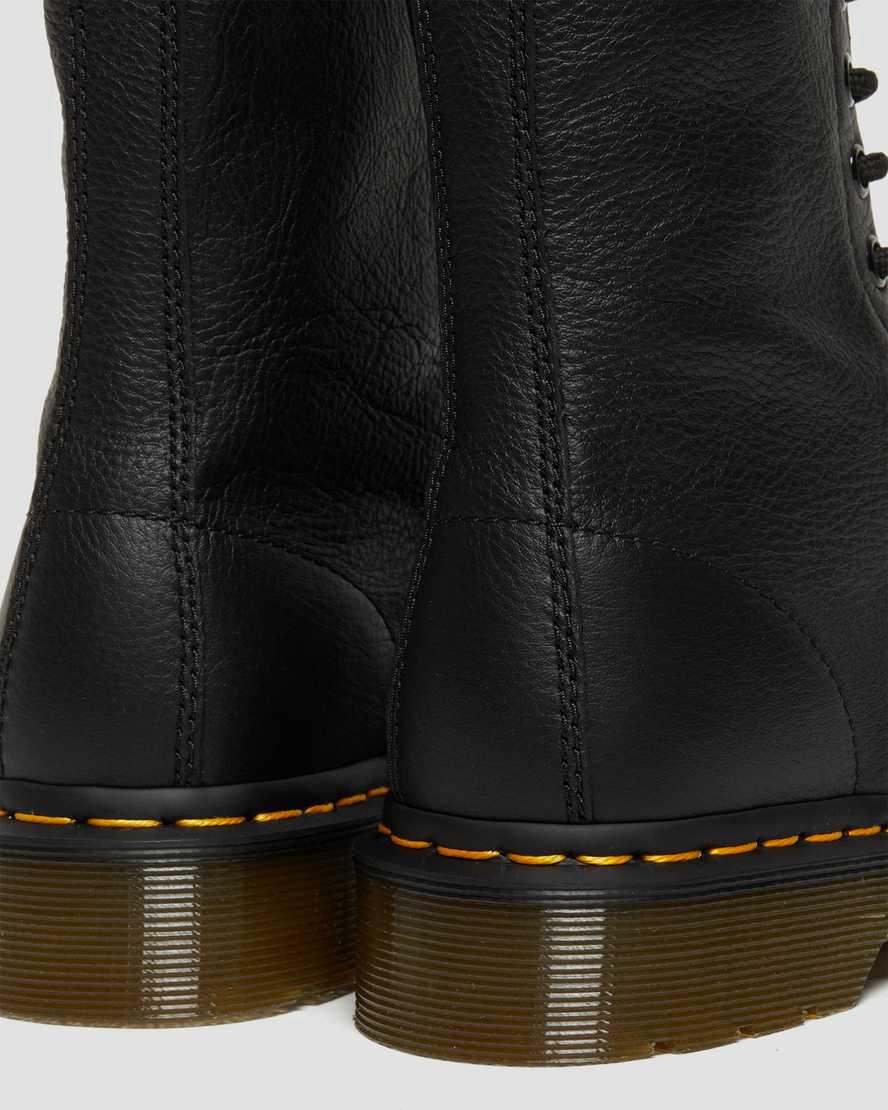 Dr Martens 1490 Virginia Leather Mid Calf Naisten Originals Boots Mustat  Suomi |  9452WQGDN