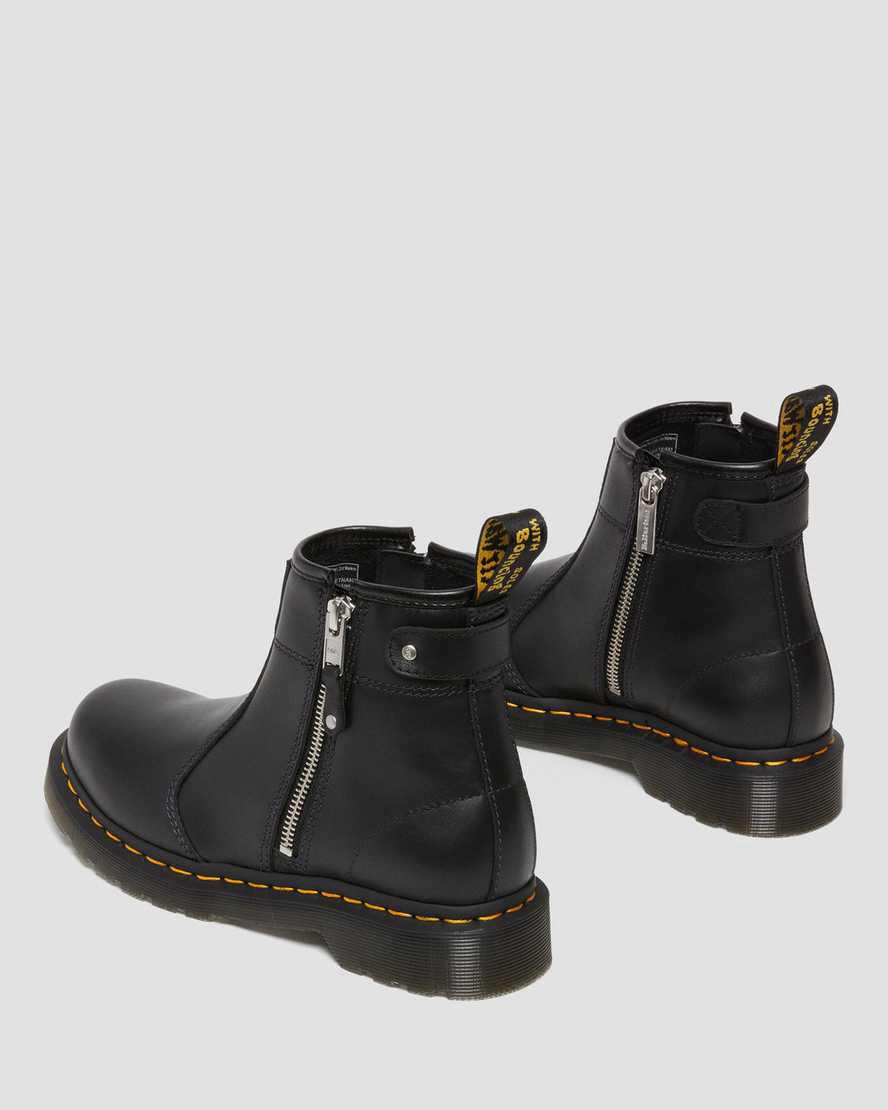 Dr Martens 2976 Double Zip Leather Chelsea Naisten Nilkkurit Mustat  Suomi |  2517LICJA