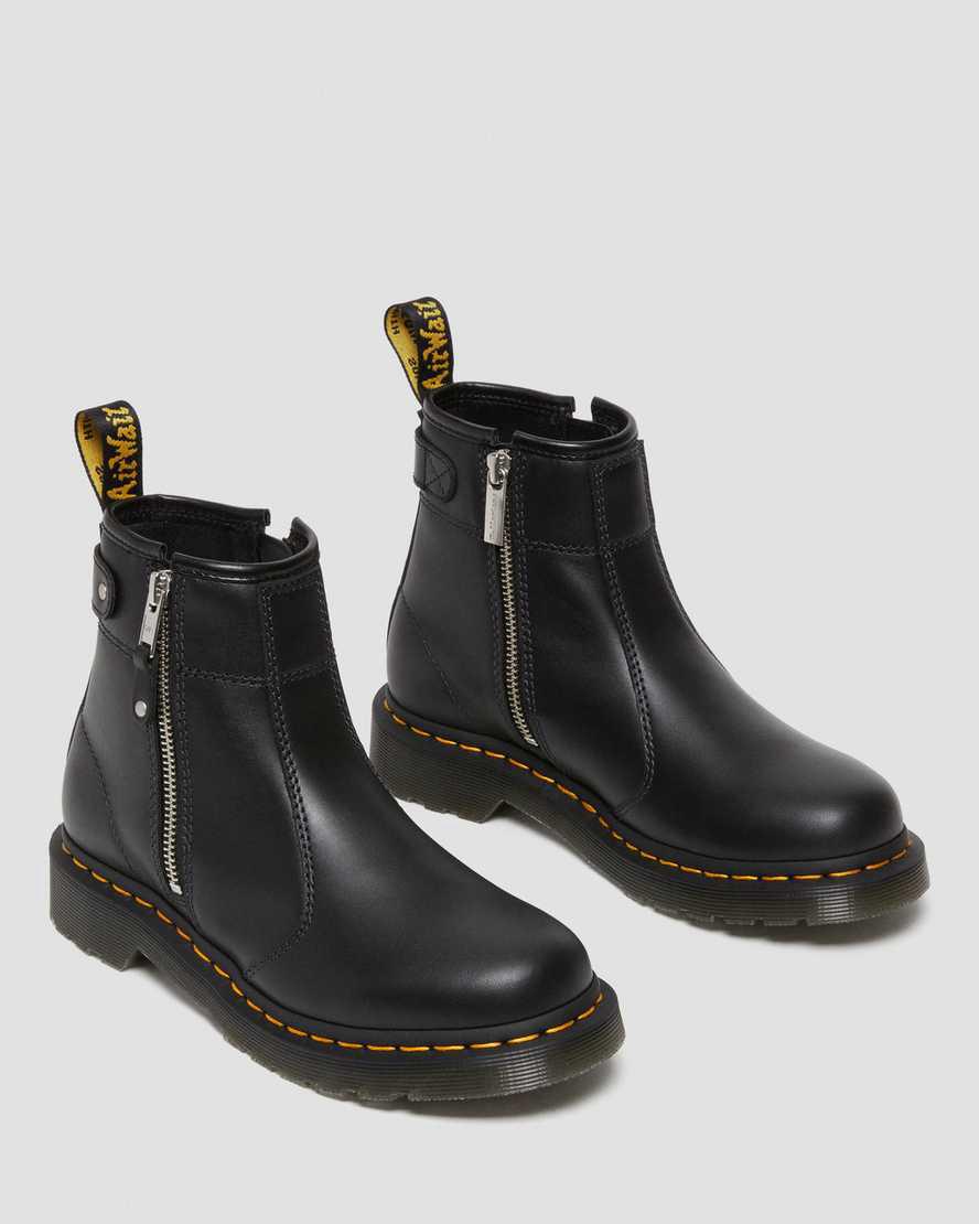 Dr Martens 2976 Double Zip Leather Naisten Chelsea Saappaat Mustat  Suomi |  9574VUCZB