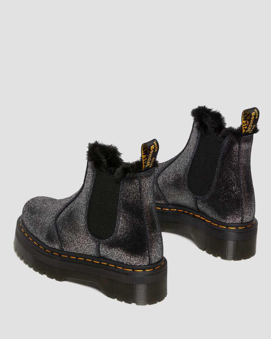 Dr Martens 2976 Faux Fur-Lined Metallic Platform Chelsea Naisten Talvisaappaat Mustat  Suomi |  8435YAHSK