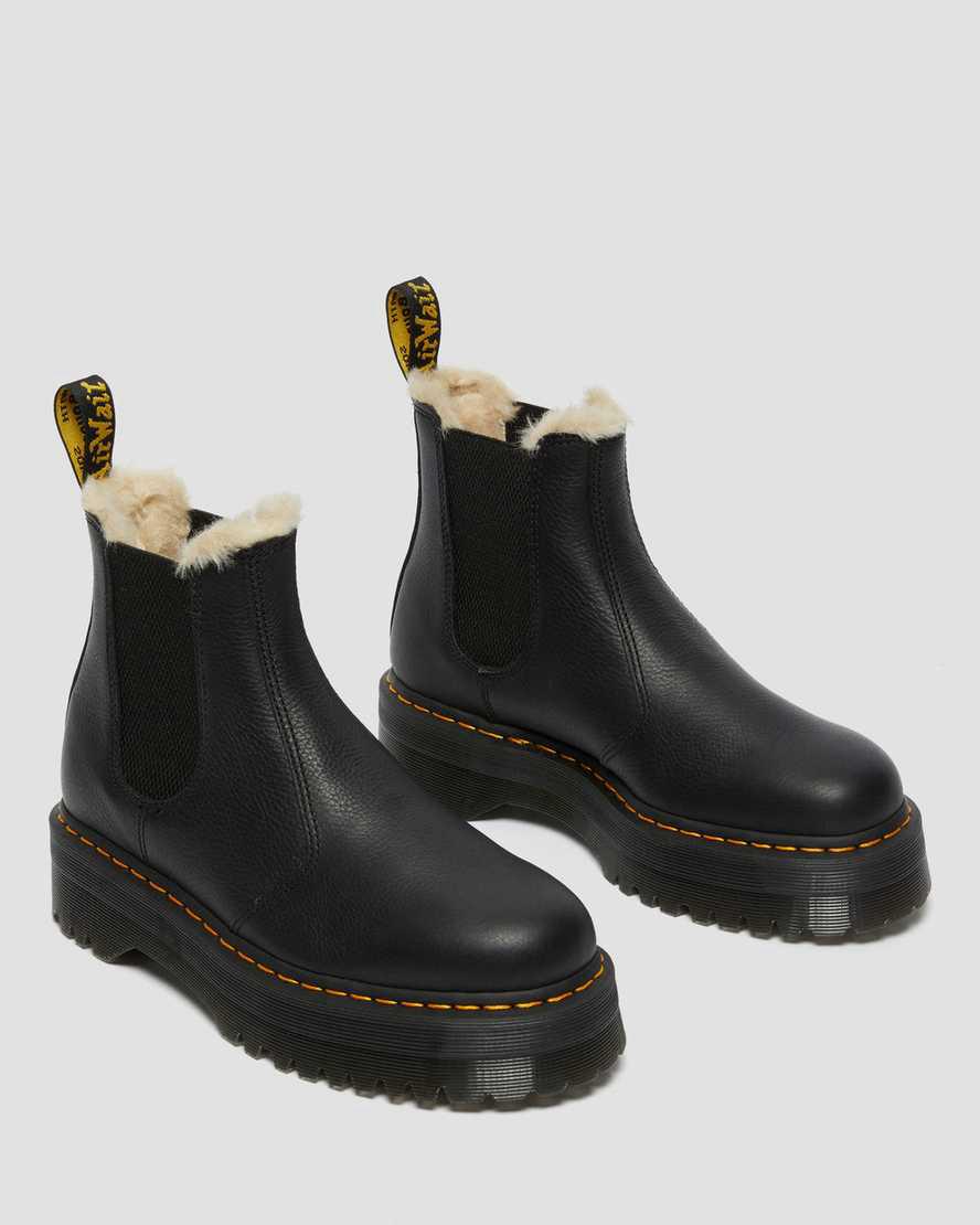 Dr Martens 2976 Faux Fur Lined Platform Miesten Chelsea Saappaat Mustat  Suomi |  1860IEQOM